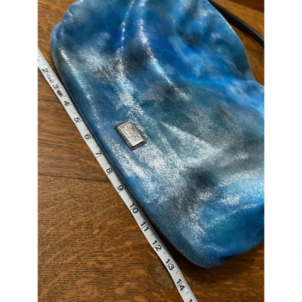 Beijo Couture Blue Silver Metallic Tie Dye Hobo Bag and‎ Pouch Set 2pc